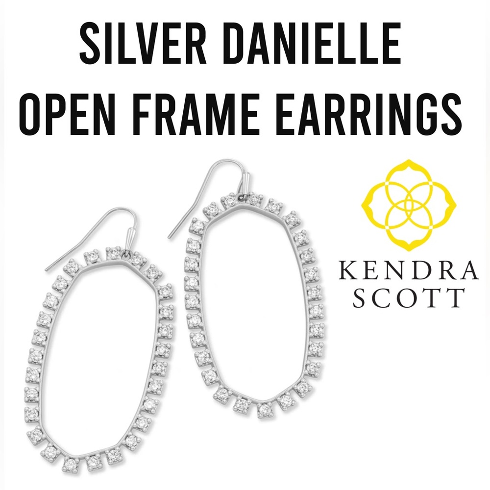 🚫SOLD🚫KENDRA SCOTT BESTSELLER NWOT DANIELLE OPEN FRAME CZ EARRINGS SILVER